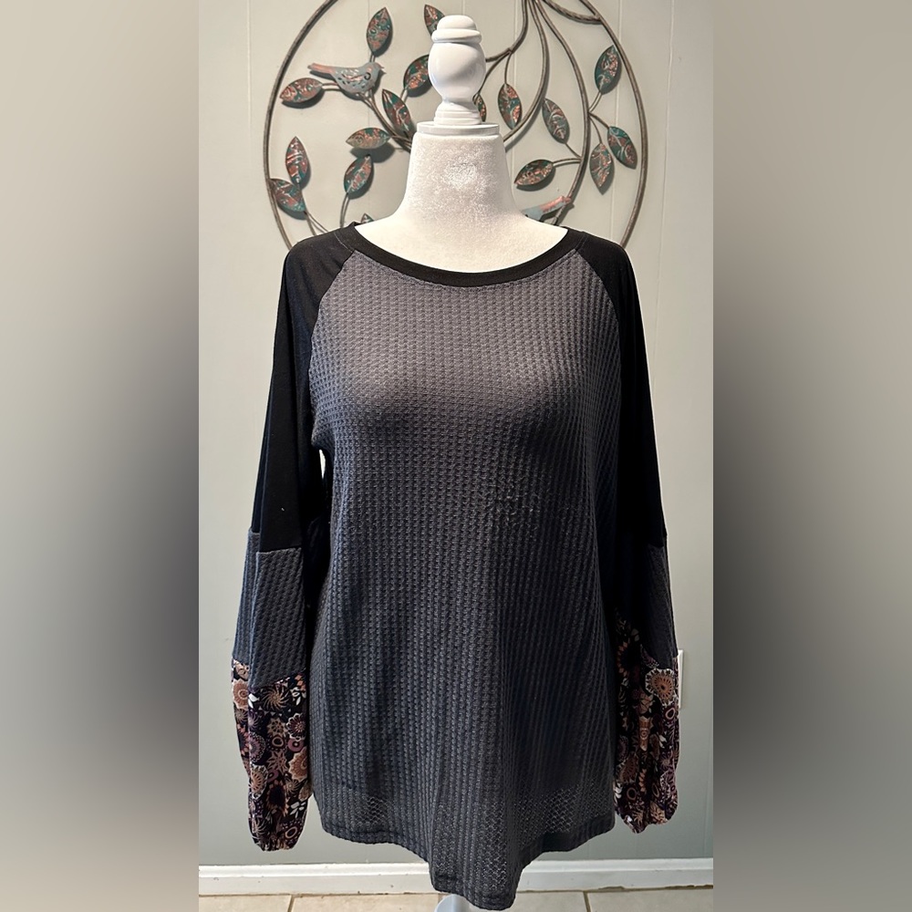 Bell Sleeve Waffle Knit Top